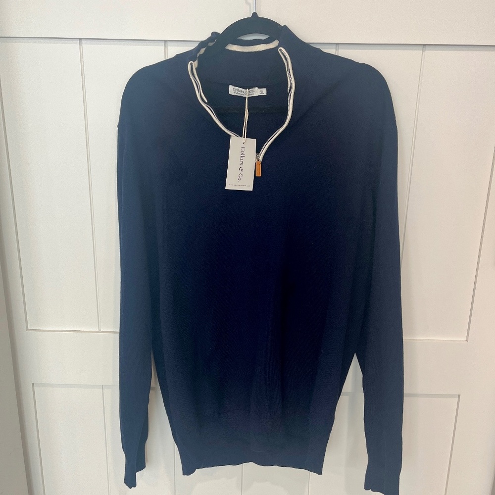 NWT Collars & Co. Luxury Touch Cotton Cashmere Quarter Zip Size XL